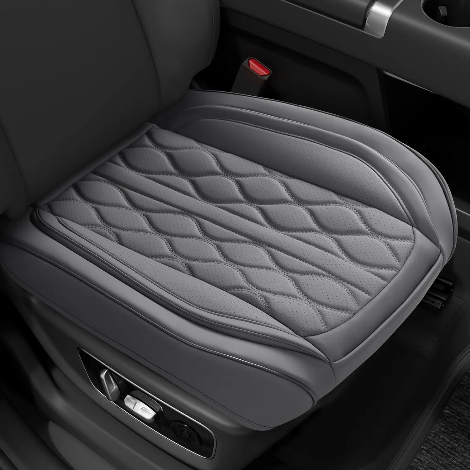 1 Pack Luxury Leather Car Seat Covers - Front Seat Cushions with Anti-Slip Design, Wrap Around Bottom Seat Covers for Cars, Sedans, Trucks, and SUVs