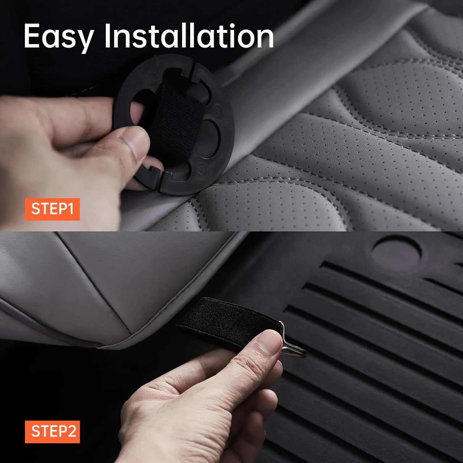 1 Pack Luxury Leather Car Seat Covers - Front Seat Cushions with Anti-Slip Design, Wrap Around Bottom Seat Covers for Cars, Sedans, Trucks, and SUVs