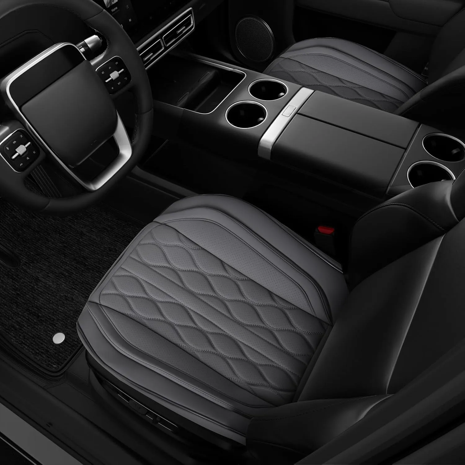 1 Pack Luxury Leather Car Seat Covers - Front Seat Cushions with Anti-Slip Design, Wrap Around Bottom Seat Covers for Cars, Sedans, Trucks, and SUVs