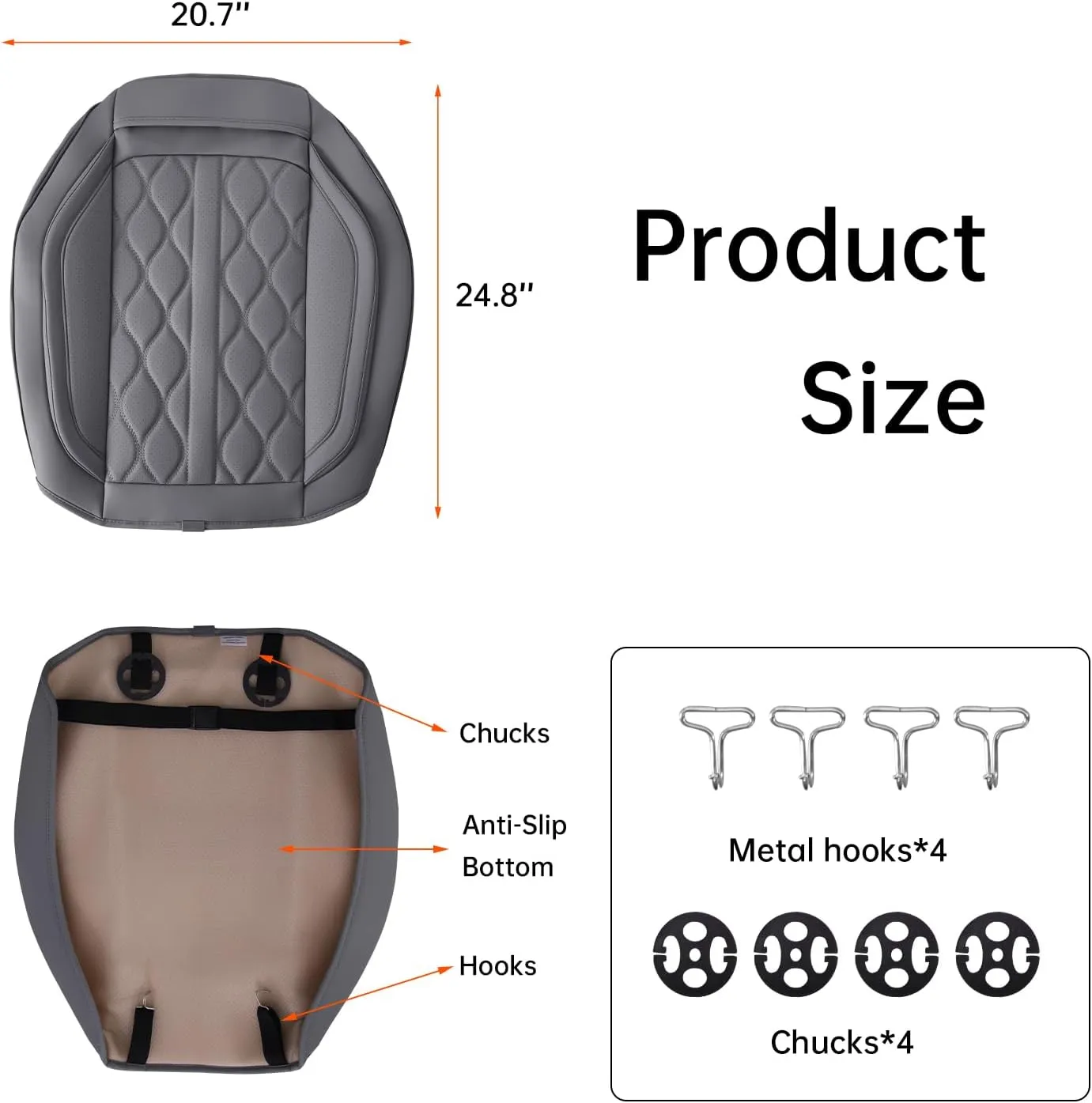 1 Pack Luxury Leather Car Seat Covers - Front Seat Cushions with Anti-Slip Design, Wrap Around Bottom Seat Covers for Cars, Sedans, Trucks, and SUVs