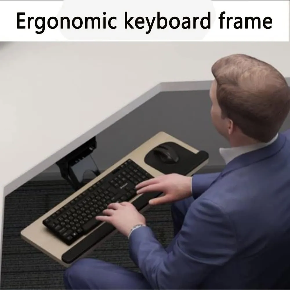 360 Keyboard Tray Under Desk 30inch Retractable Desk Extender Adjustable Ergonomic Slide-Out Keyboard Mouse Platform for Computer Table，Oak-65cm/26inch