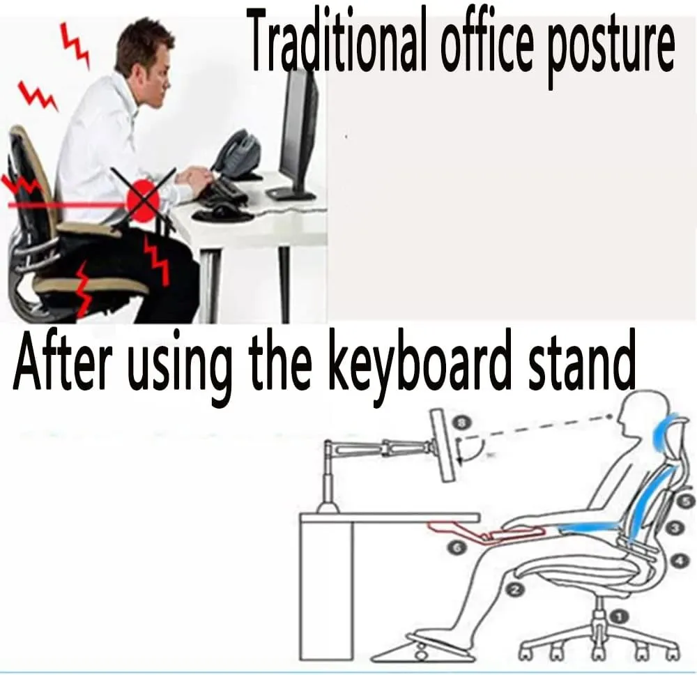 360 Keyboard Tray Under Desk 30inch Retractable Desk Extender Adjustable Ergonomic Slide-Out Keyboard Mouse Platform for Computer Table，Oak-65cm/26inch
