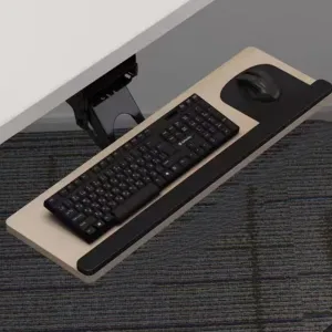 360 Keyboard Tray Under Desk 30inch Retractable Desk Extender Adjustable Ergonomic Slide-Out Keyboard Mouse Platform for Computer Table，Oak-65cm/26inch