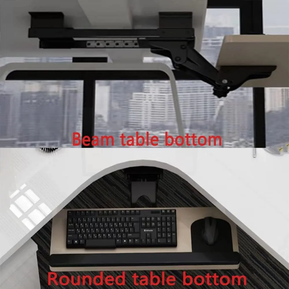 360 Keyboard Tray Under Desk 30inch Retractable Desk Extender Adjustable Ergonomic Slide-Out Keyboard Mouse Platform for Computer Table，Oak-65cm/26inch