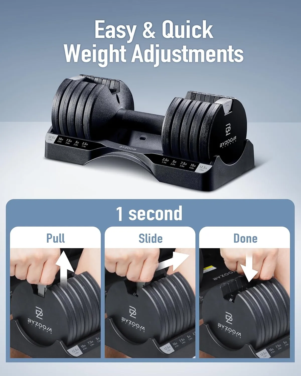 Adjustable Dumbbell 12.5/25lb Set of 2 or Single Unit Piece Weight Training Fitness Exercise Body Workout 5 in 1 for Home Gym Beginners Woman