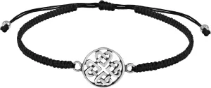 AeraVida Tangled Clover Heart Knot Charm Bracelet | .925 Sterling Silver on Black Adjustable Cord | Elegant and Symbolic Jewelry for Women and Men