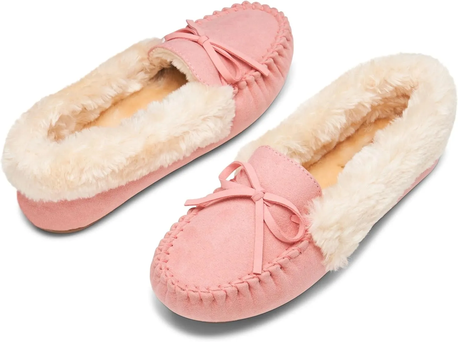 Alpine Swiss Leah Womens Shearling Moccasin Slippers Faux Fur Slip On House Shoes