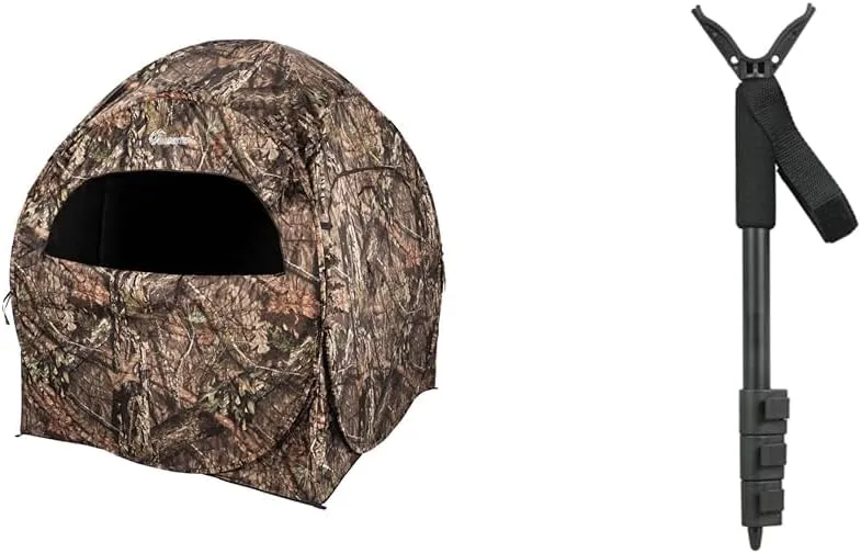 Ameristep Doghouse Run & Gun Hunting Blind | Lightweight 2 Person & Allen Company Monopod Turkey Hunting Shooting Stick - Adjustable Rifle Rest