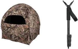 Ameristep Doghouse Run & Gun Hunting Blind | Lightweight 2 Person & Allen Company Monopod Turkey Hunting Shooting Stick - Adjustable Rifle Rest