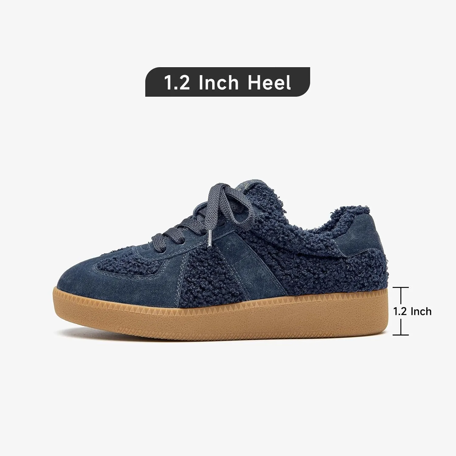 BEAU TODAY Sneaker Boots for Women,Fur Lined Winter Shoes for Women,Comfortable Platform Leather Retro OG Sneakers,Slip-on Tennis Runnig Trainer Shoes