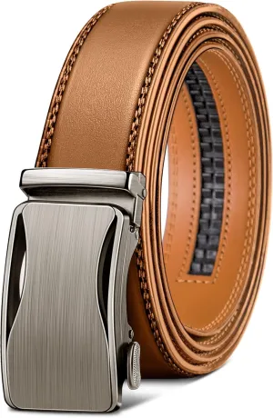 BULLIANT Mens Ratchet Belt,Leather Adjustable Slide Belt For Gift Mens Dress Casual 1 3/8",Size Adjustable