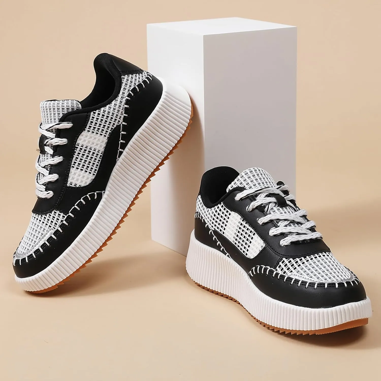 CERYTHRINA Platform Sneakers Women Fashion Shoes: 2.2 Inches - Chunky Braided Walking Shoes