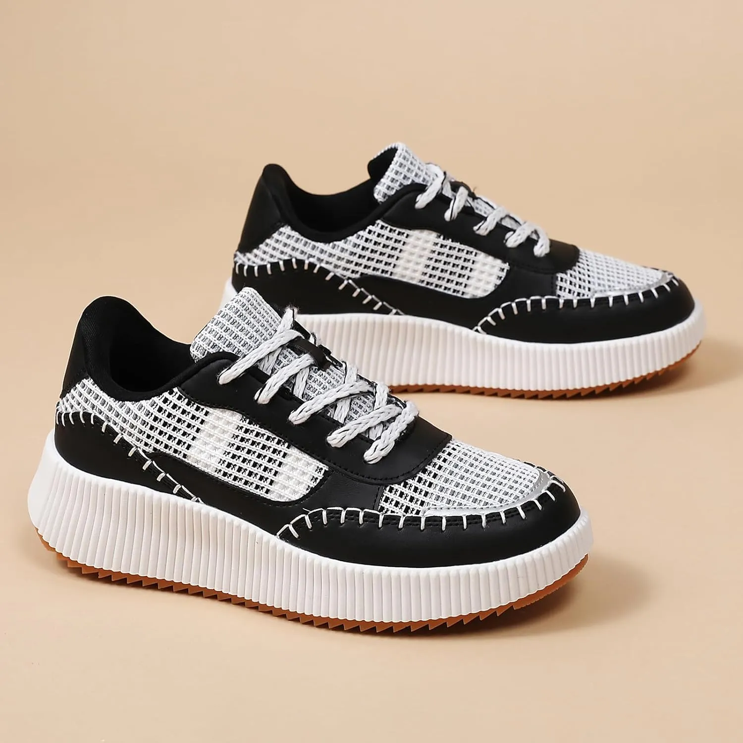 CERYTHRINA Platform Sneakers Women Fashion Shoes: 2.2 Inches - Chunky Braided Walking Shoes