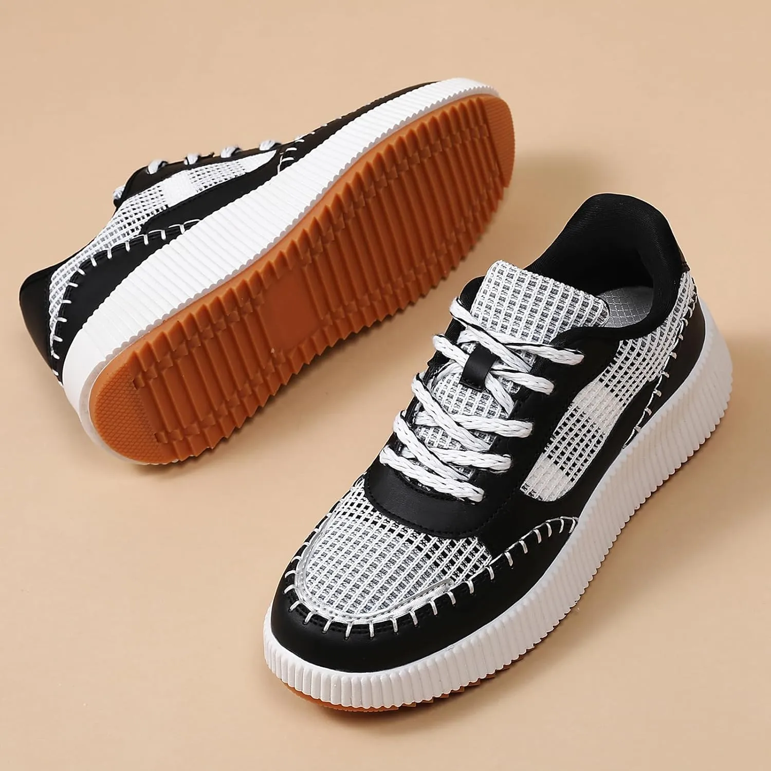 CERYTHRINA Platform Sneakers Women Fashion Shoes: 2.2 Inches - Chunky Braided Walking Shoes