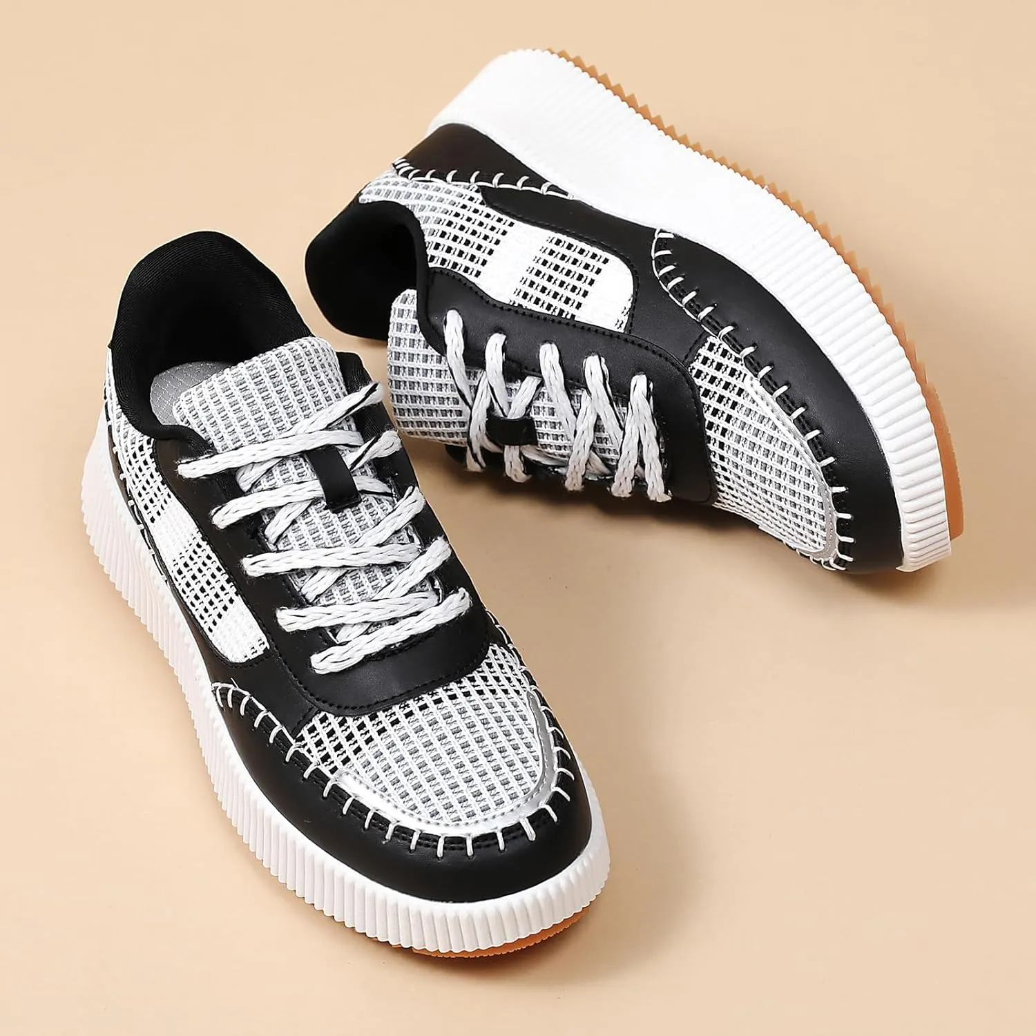 CERYTHRINA Platform Sneakers Women Fashion Shoes: 2.2 Inches - Chunky Braided Walking Shoes