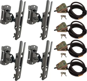 Cuddeback Genius Pan Tilt Lock Mount/Universal Trail Camera Adapter and Master Lock Security Cable, 4-Pack