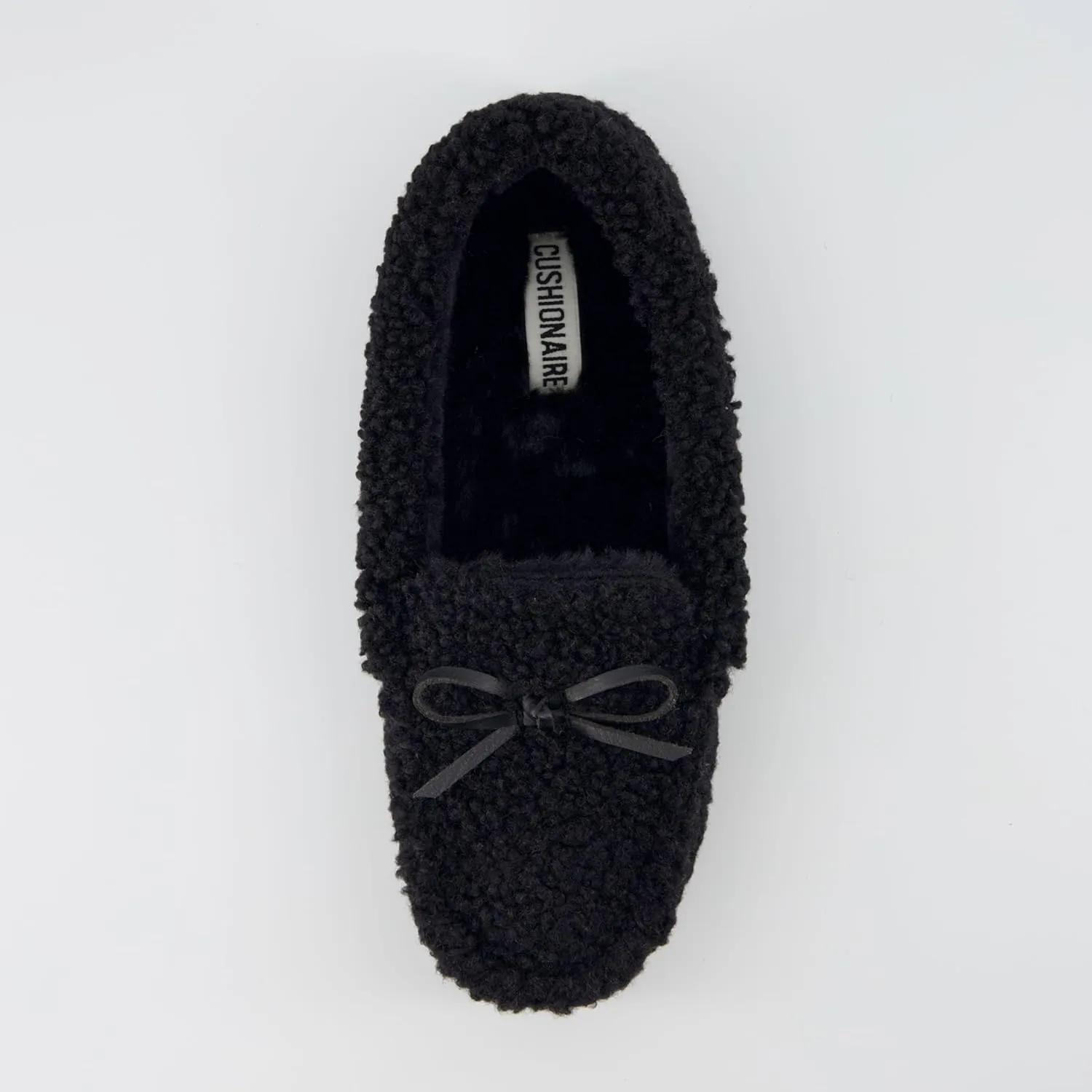CUSHIONAIRE Star Women’s Faux Sherpa Moccasin Slippers – Cozy Indoor/Outdoor Slip-On with Memory Foam & Durable Rubber Sole, Wide Widths Available