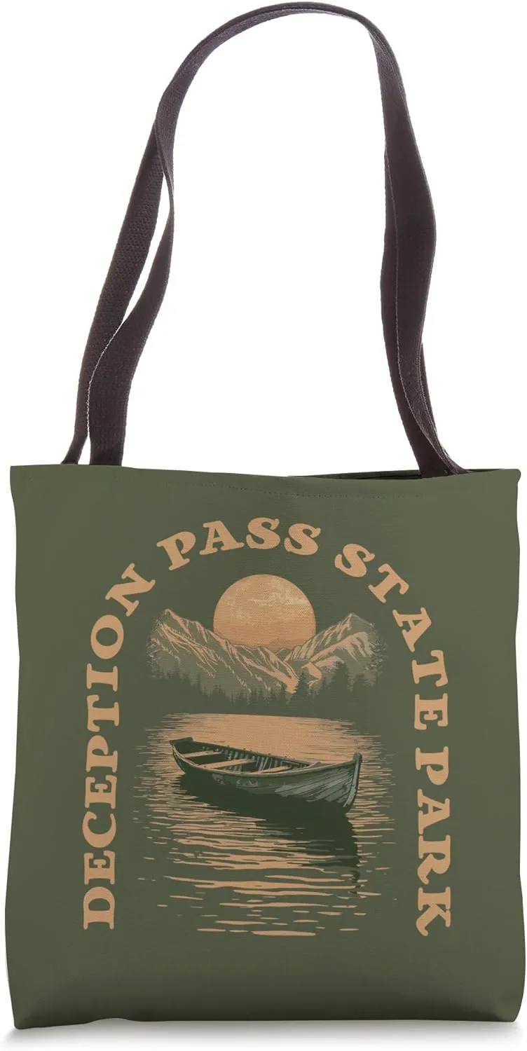 Deception Pass State Park Boat Lake Retro Vintage Tote Bag