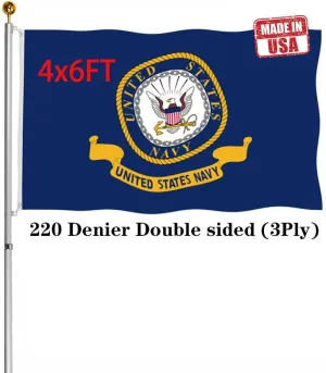 Double Sided US Emblem Navy Flag 4x6 Outdoor- UV Fade Resistant 3Ply USN Flags Double Stitched Canvas Header with 2 Brass Grommets Easy to Rising