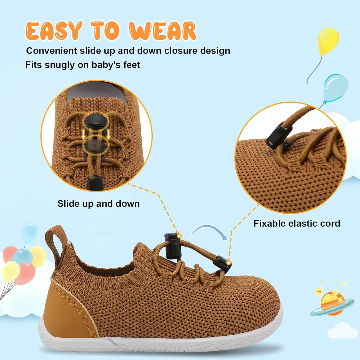 FEETCITY Baby Shoes Boys Girls First Walking Shoes Infant Sneakers Crib Shoes Breathable Lightweight Slip On Shoes
