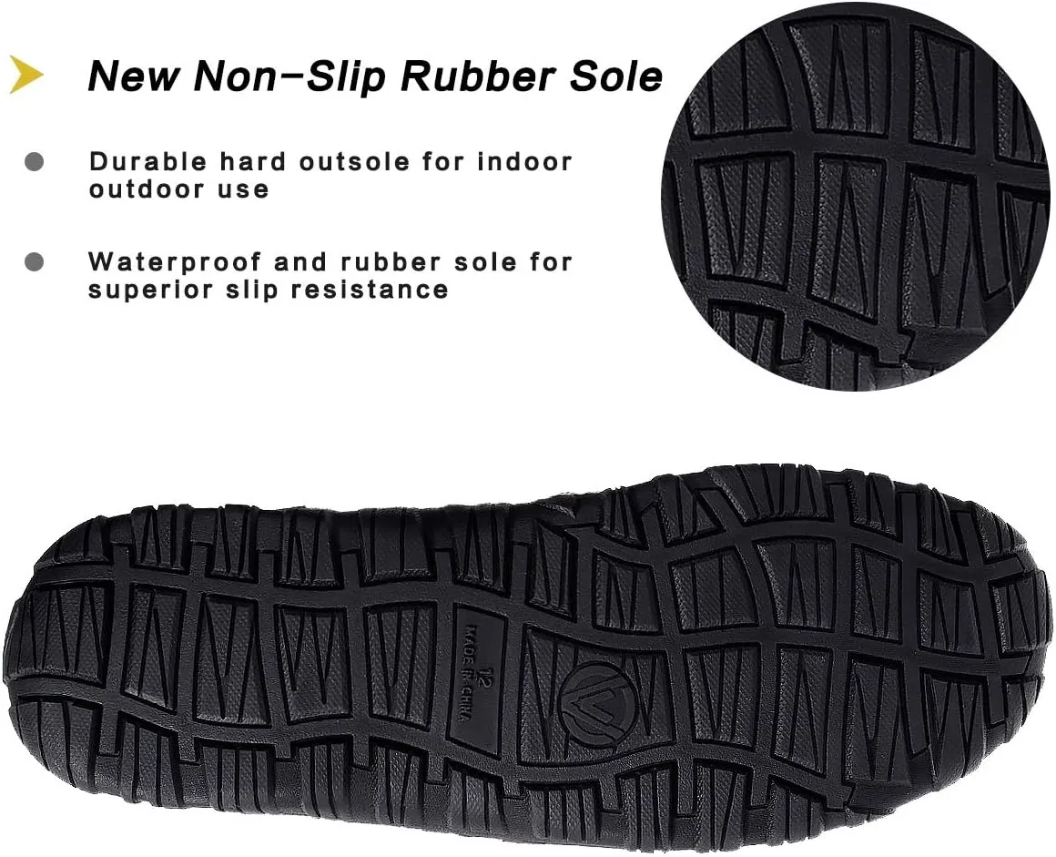 festooning Mens Slippers House Shoes with Memory Foam Moccasin Slipper for Men with Non-Slip Rubber Sole Indoor Outdoor