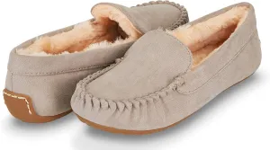 Floopi Women Slippers Moccasins, Soft Faux Fur Lining with Cozy Memory Foam, Ladies House Slippers for Women with Indoor & Outdoor Anti-Skid Sole (8 - Grey)