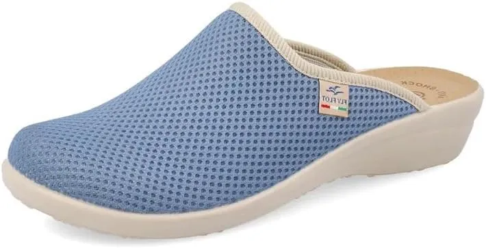 Fly Flot ANOIA Women's Elastic Mesh Slippers Breathable Fresh Padded Leather Insole Light Blue 37 Slide Sandals EU, lightblue, 6 Women