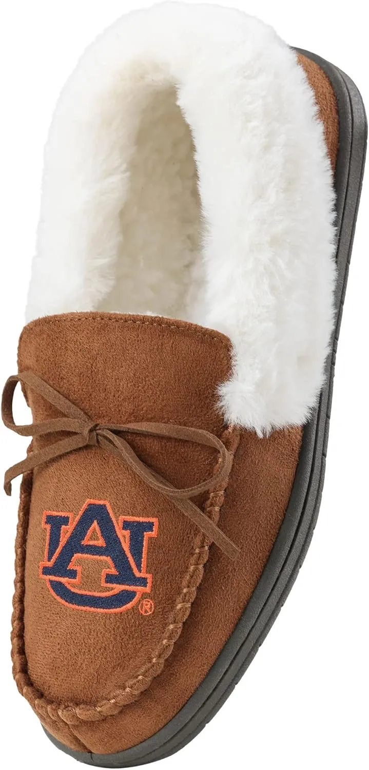 FOCO Women's NCAA College Team Logo Tan Moccasin Slippers