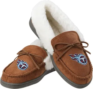 FOCO Womens NFL Team Logo Tan Moccasin Slippers