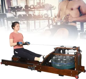 Foldable Rowing Machine, Water Rower with 18L Water Tank Load-Bearing 794lbs 6 Adjustable Resistance 6.9ft*1.7ft*1.7ft LCD Monitor Aluminum Slide Rail for Home Gym Cardio Training