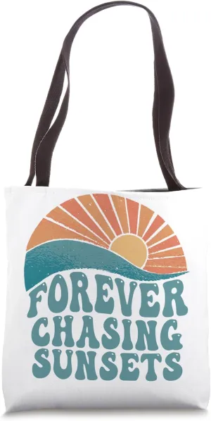 Forever Chasing Sunsets Summer Retro Sunset Beach Vacation Tote Bag