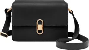 Fossil Women's Avondale Leather Small Crossbody Purse Handbag, Black (Model: ZB1860001)