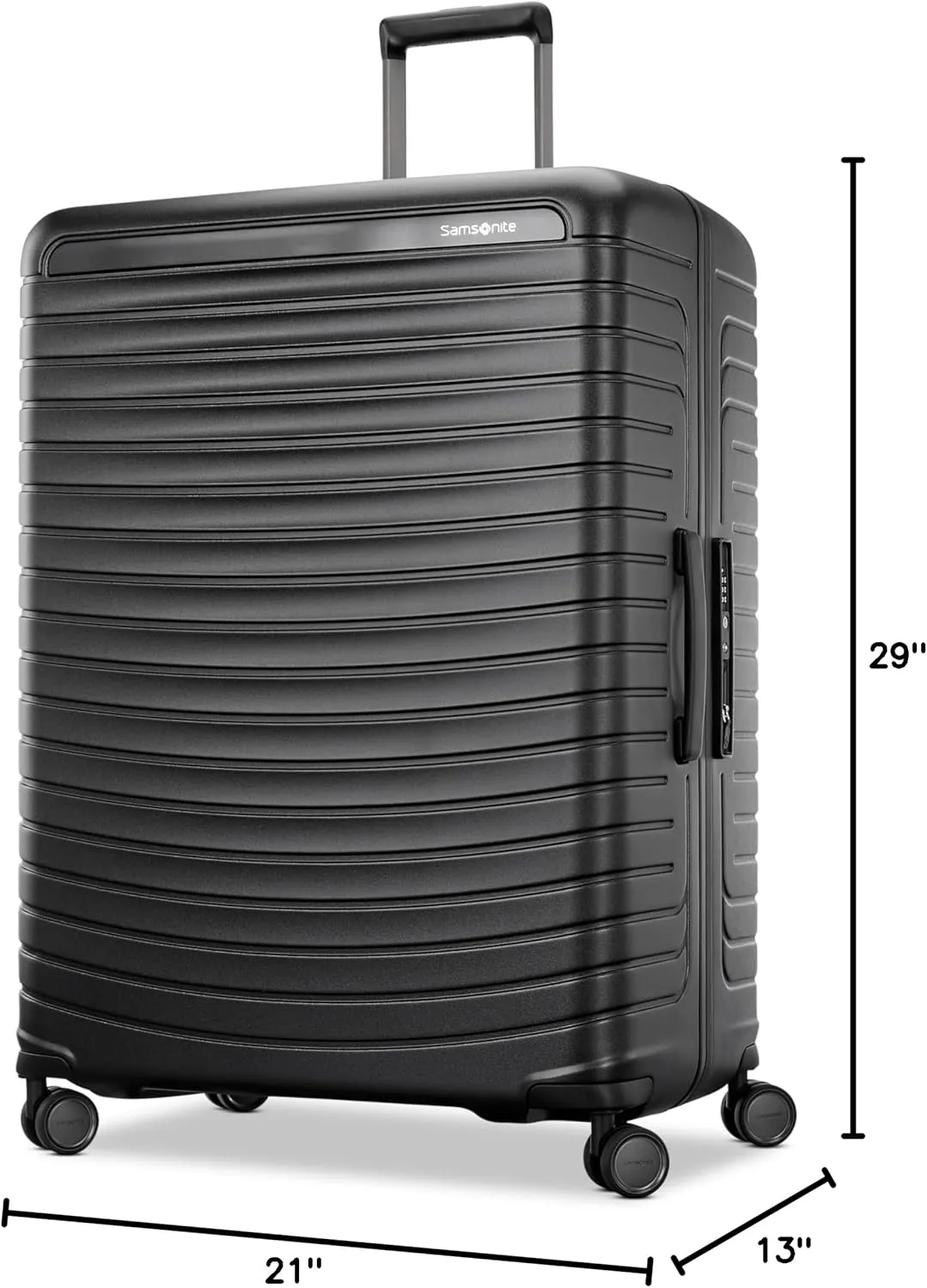 Framelock Max 29" Large Checked Hardshell Zipperless Luggage - Highly Secure Integrated Eazylock™ Mechanism - RightHeight™ Adjustable Handle - 360° Spinner Wheels - Airline Approved - Asphalt Black