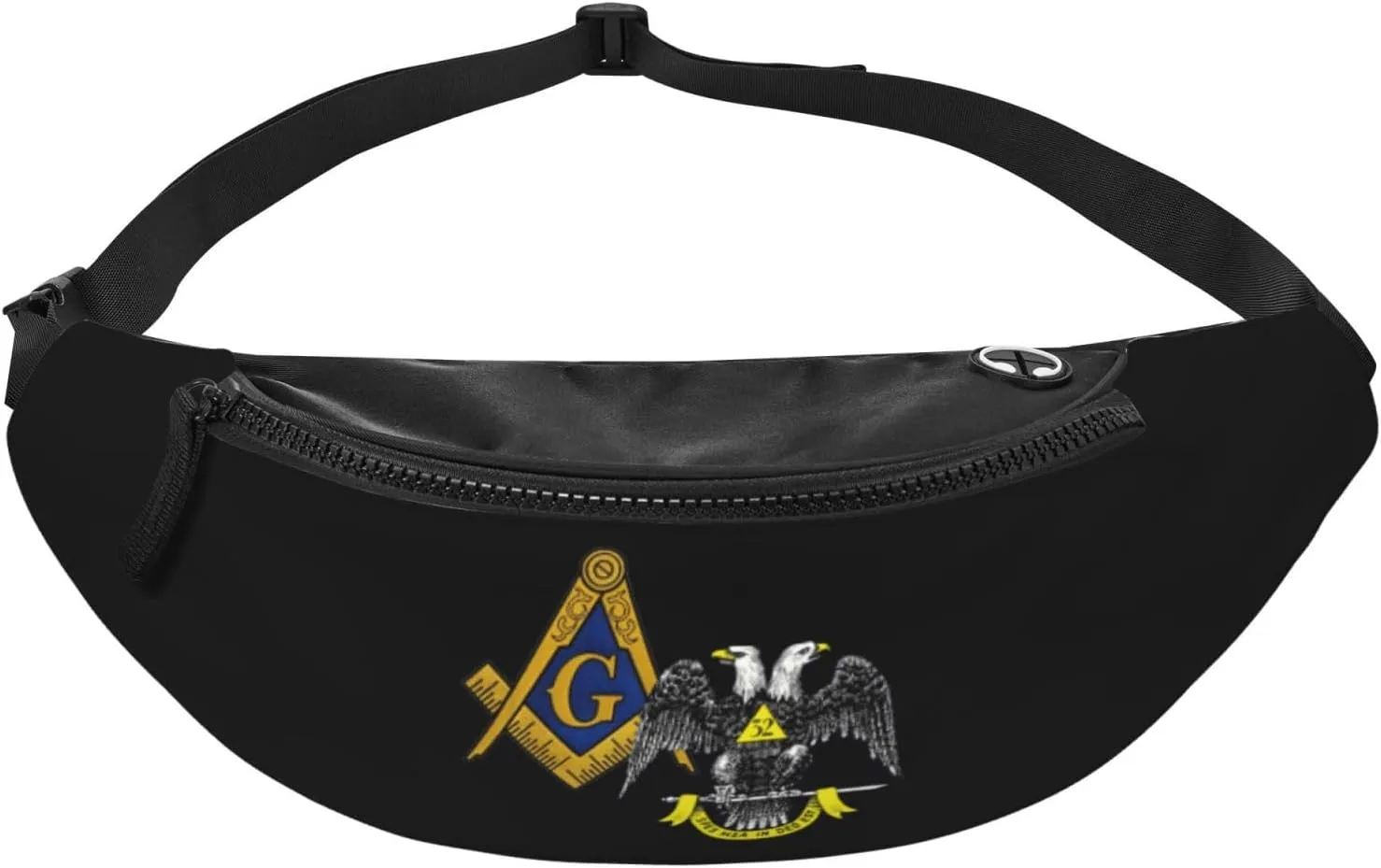 Freemasonry and Scottish Rite Waist Bag Men's and Women's Adjustable Travel Chest Pack Outdoor Running Waist Bag, Black