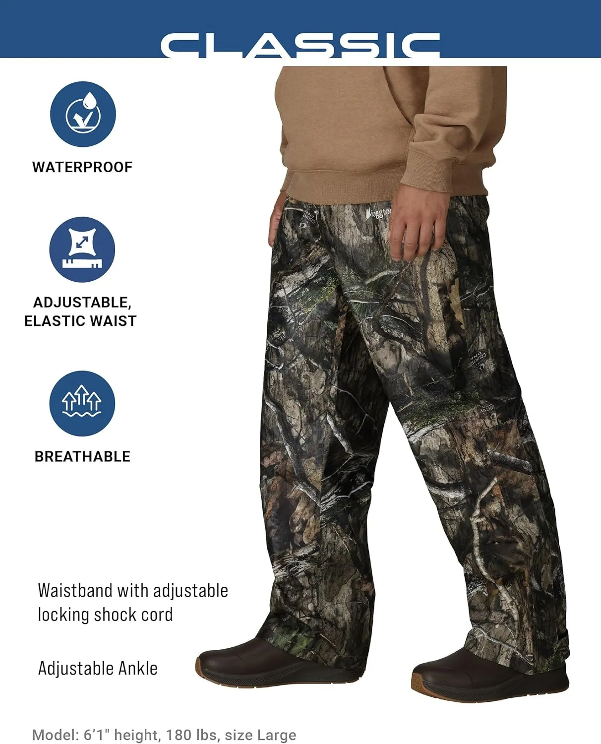 FROGG TOGGS Men's Classic Pro Action Waterproof Breathable Rain Pant