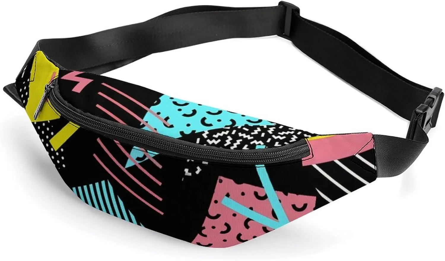 Funny Retro Memphis Crossbody Waist Bag with Large Capacity And Portability