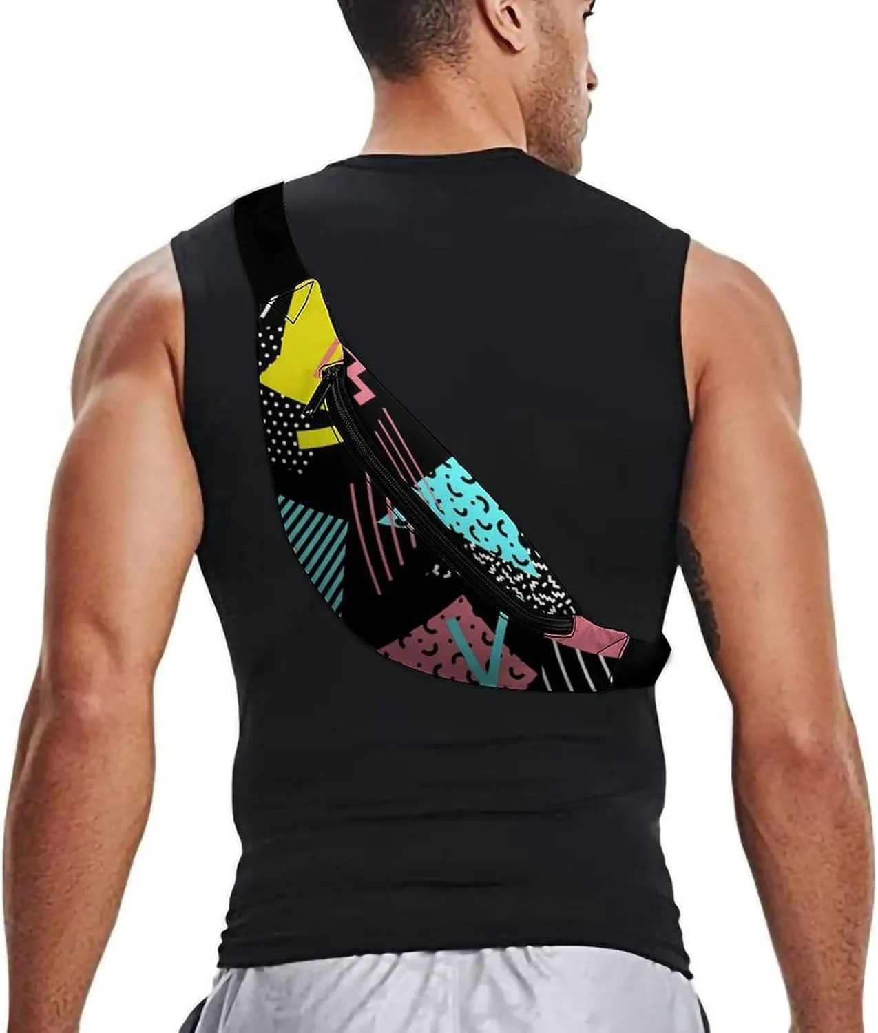 Funny Retro Memphis Crossbody Waist Bag with Large Capacity And Portability