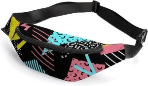 Funny Retro Memphis Crossbody Waist Bag with Large Capacity And Portability