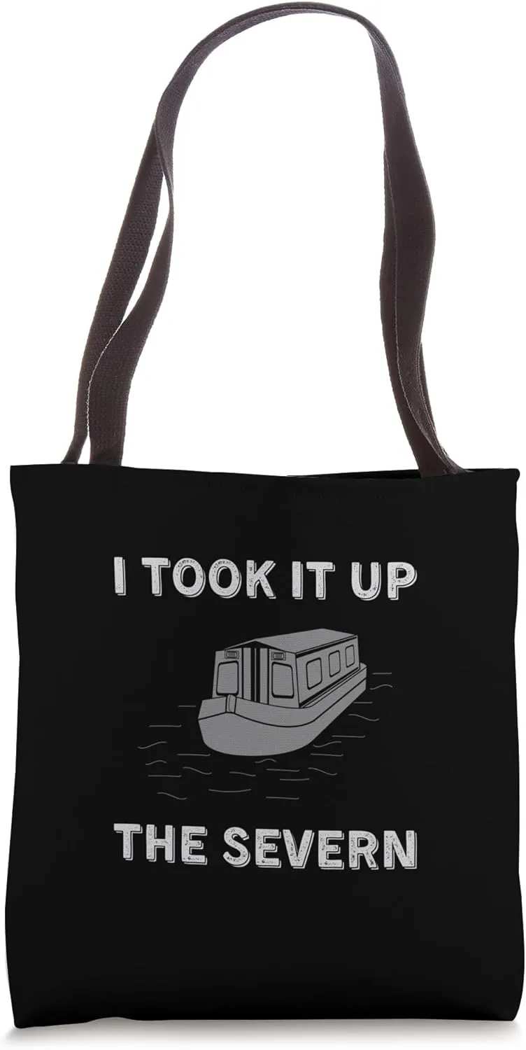 Funny Vintage Narrowboat Canal Barge Boaters Up The Severn Tote Bag