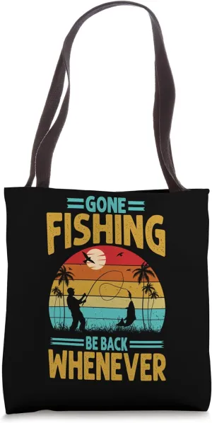 Gone Fishing Sunset Silhouette Casual Fisherman Tote Bag