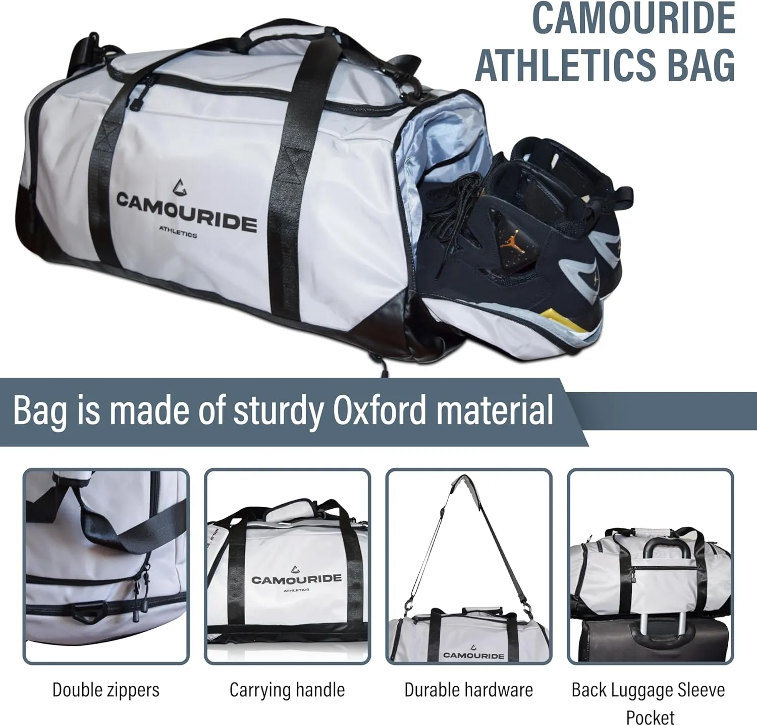 Gym bag for Men, Women, 45L with shoe compartment and wet compartment | Travel Carry on with wet pocket | Duffle bag & Backpack for Sports, fitness & workout | water resistant Oxford material.