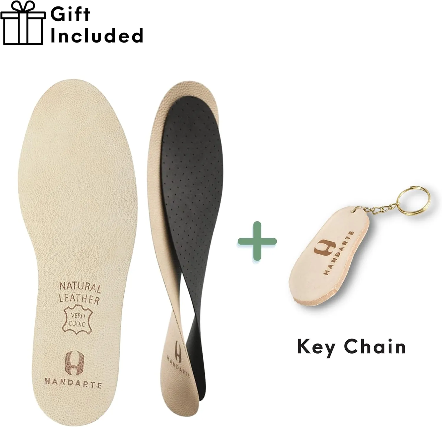 HANDARTE Leather Kids Insole | Comfort Kids Shoe Inserts | 100% Natural Goatskin - Chrome-Free, Anti-Sweat & Anti-Odor - Suitable for No-Socks - US Kids 12/EU31