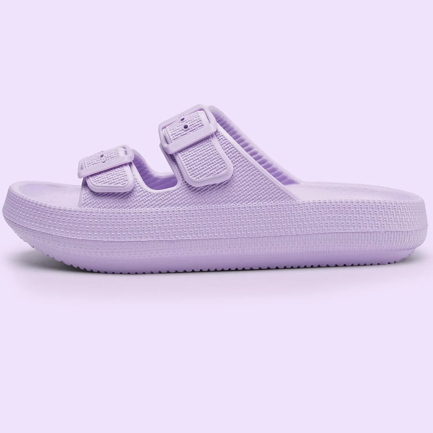 Harvest Land Sandals for Women Double Buckle Adjustable Slides EVA Thick Sole Slippers