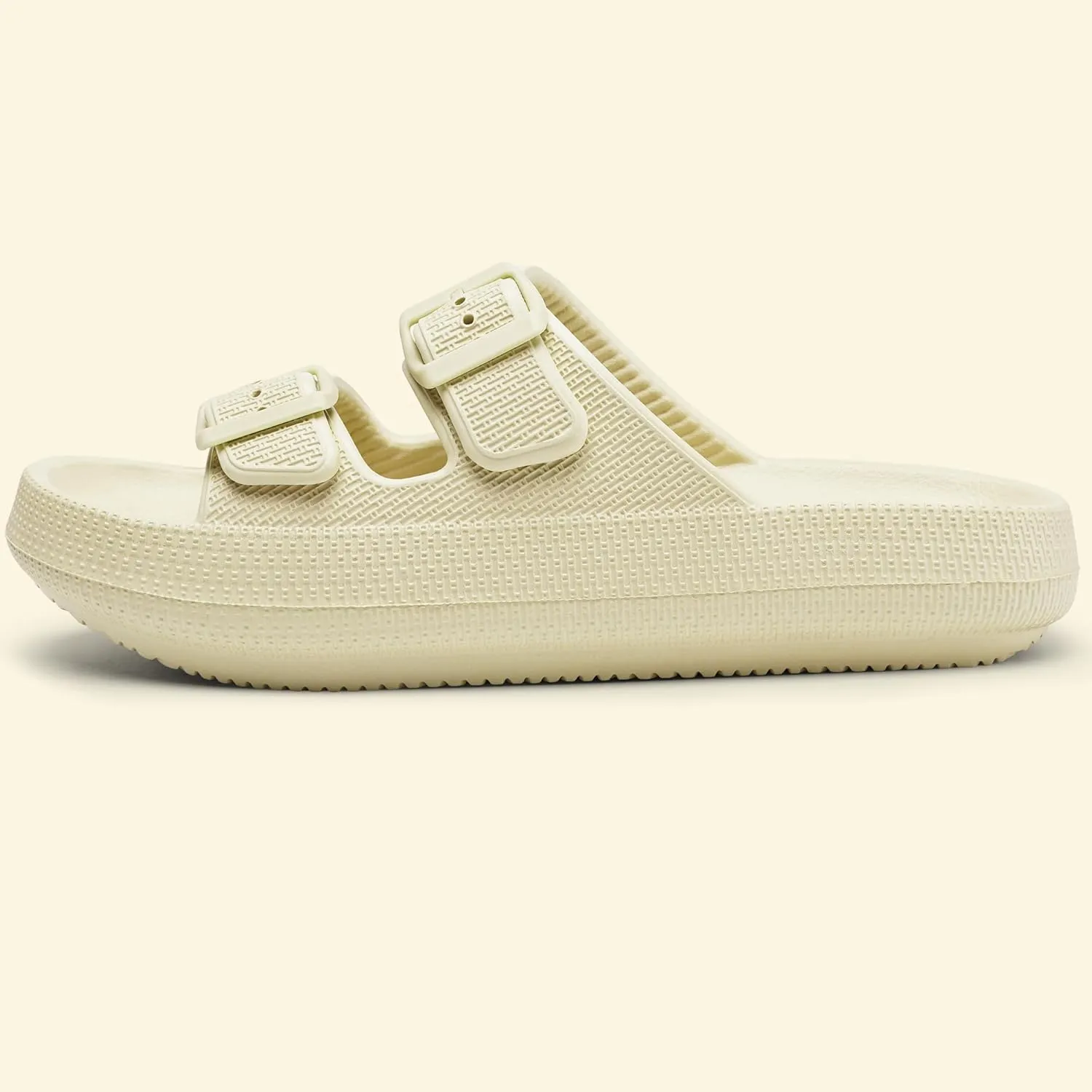 Harvest Land Sandals for Women Double Buckle Adjustable Slides EVA Thick Sole Slippers