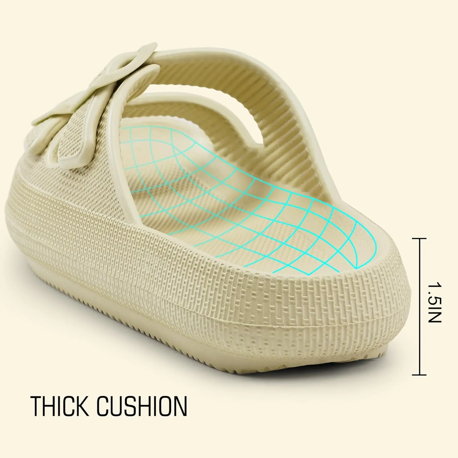 Harvest Land Sandals for Women Double Buckle Adjustable Slides EVA Thick Sole Slippers