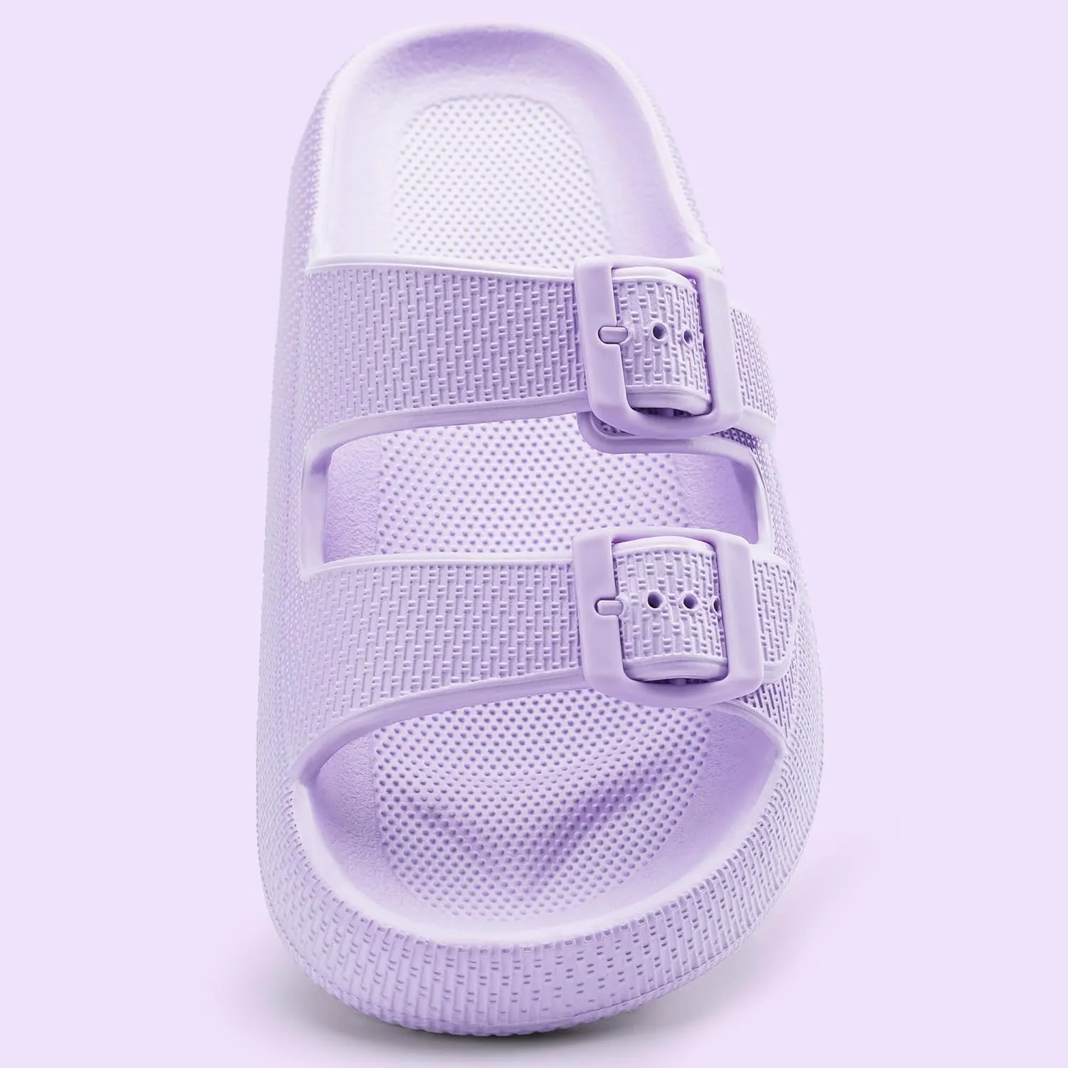 Harvest Land Sandals for Women Double Buckle Adjustable Slides EVA Thick Sole Slippers