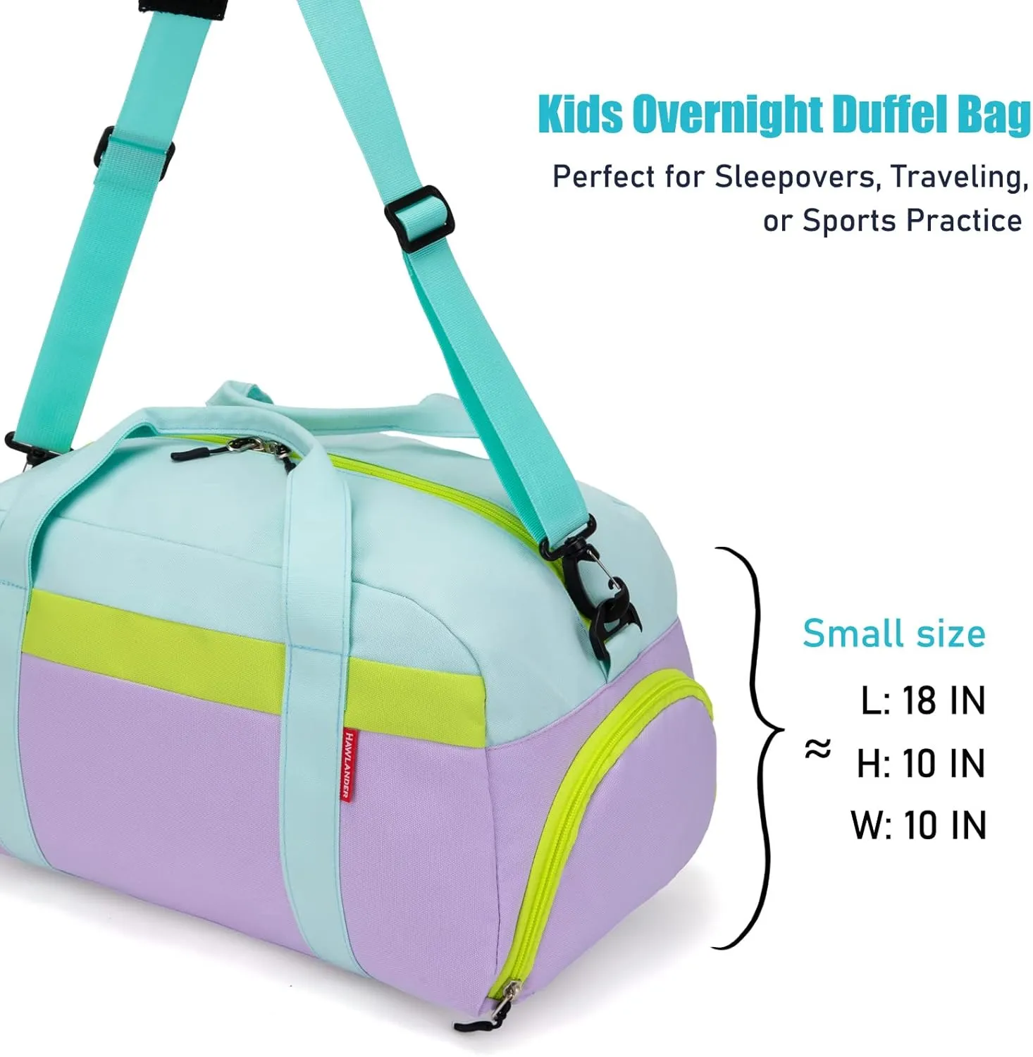 HawLander Kids Duffle Bag for Boys or Girls, Fit School Practice, or Overnight Travel (Light Green)