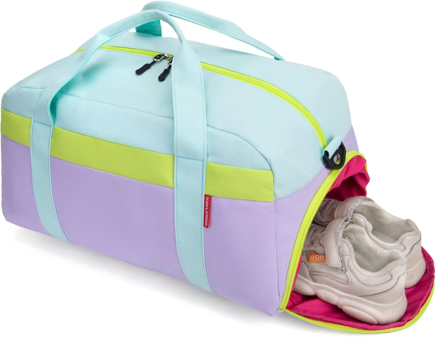 HawLander Kids Duffle Bag for Boys or Girls, Fit School Practice, or Overnight Travel (Light Green)