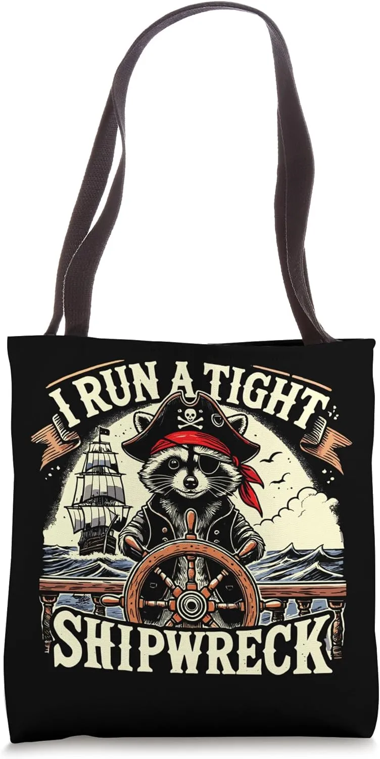 I Run A Tight Shipwreck Raccoon Captain Vintage Tote Bag