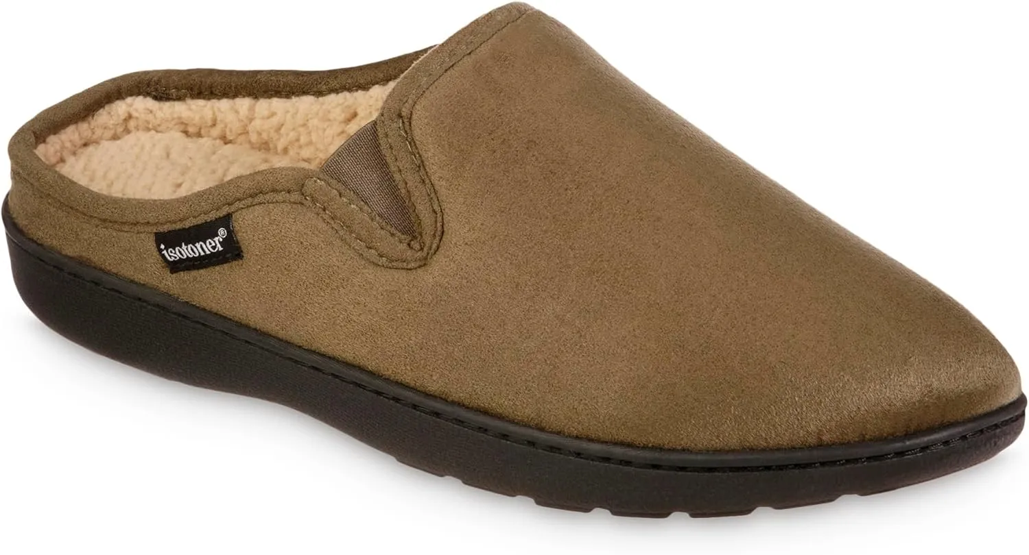 isotoner Men's, Advanced Gel Infused Memory Foam Microsuede Vincent Hoodback Eco Comfort Recycled Slippers Clog